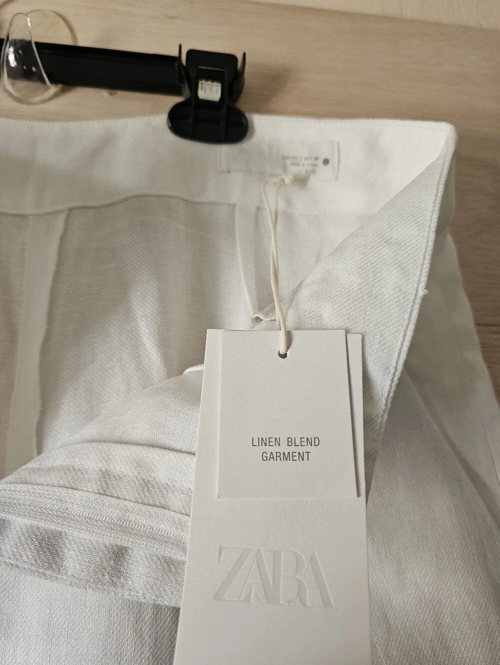 ​ZARA New With Tags Linen Blend Wide Leg Pleated Trousers Cream Off-White Size L